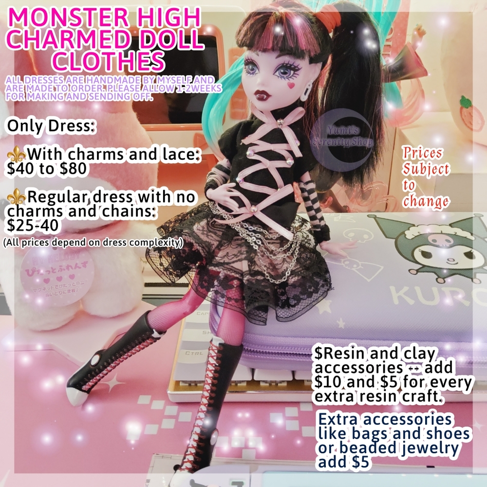 SOLD::    Monster High HANDMADE Charmed doll clothes